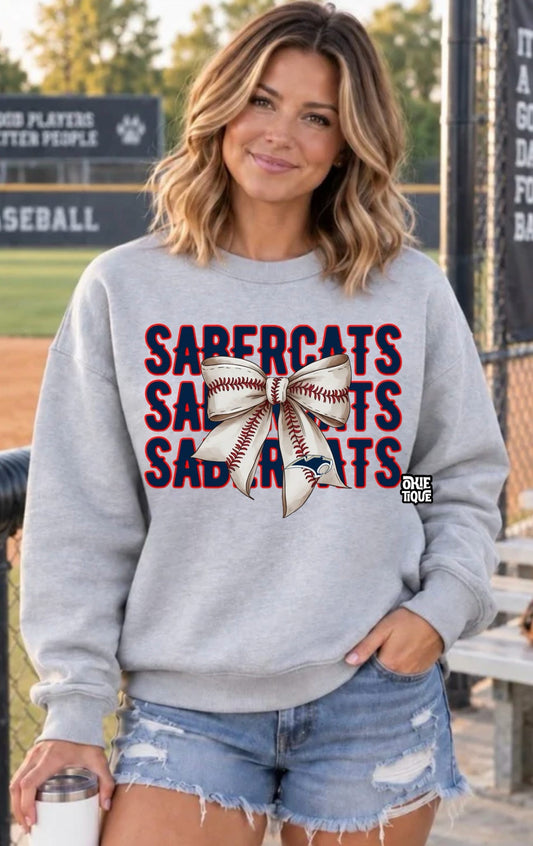 Sabercats Baseball Bow-SM