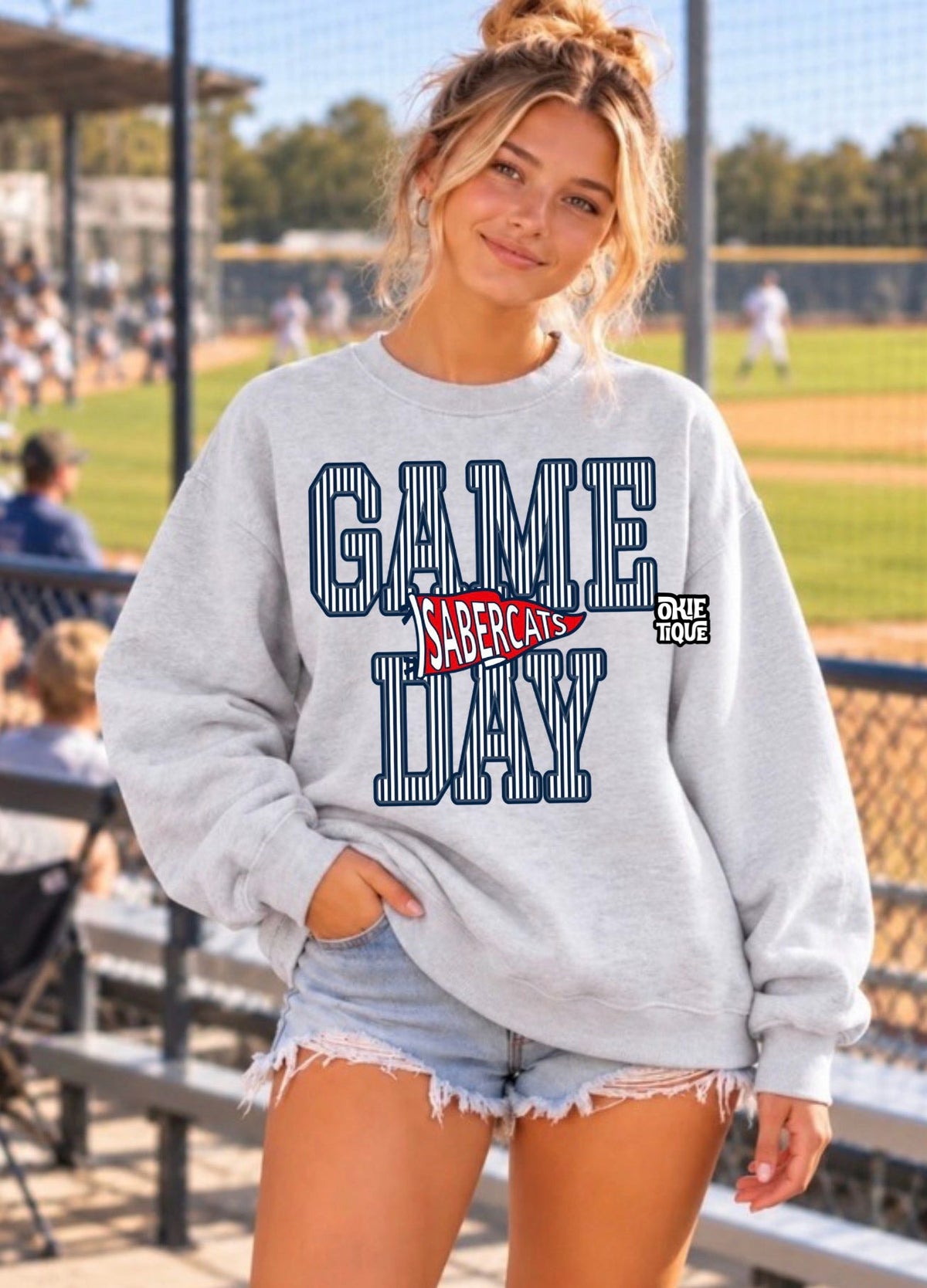 Game Day Sabercats Navy Stripes-SM